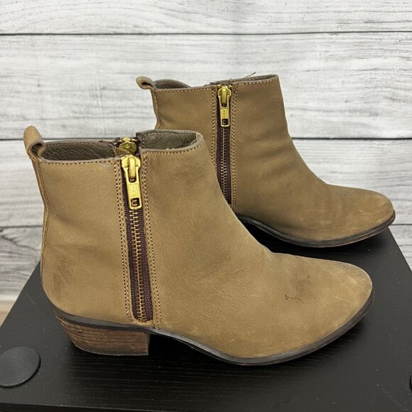Steve Madden Brown Ankle Boots With Side Zippers & Wooden Heels, Size 6.5 - Picture 4 of 6
